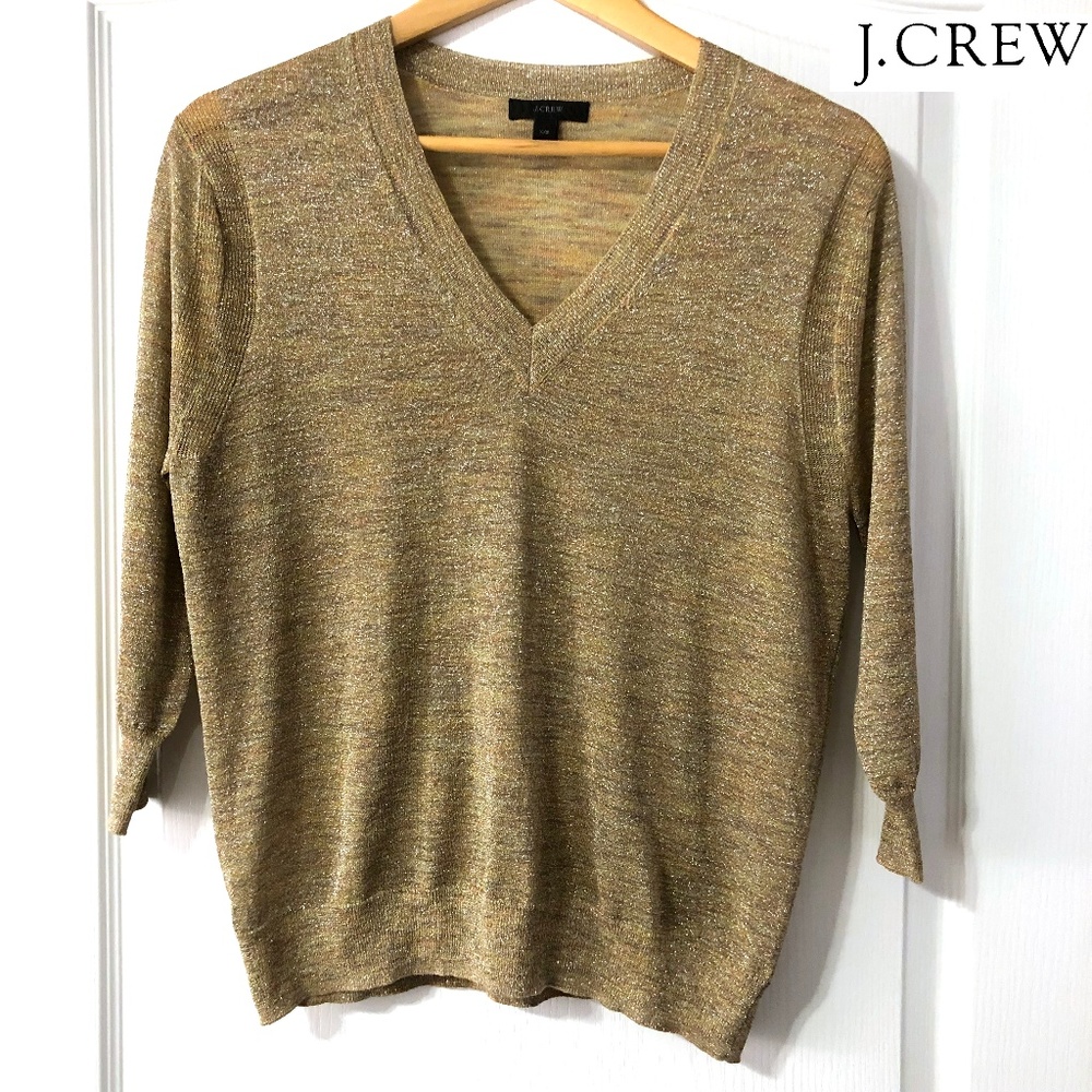 J Crew Gold Knit Sweater Blouse Size XXS EUC